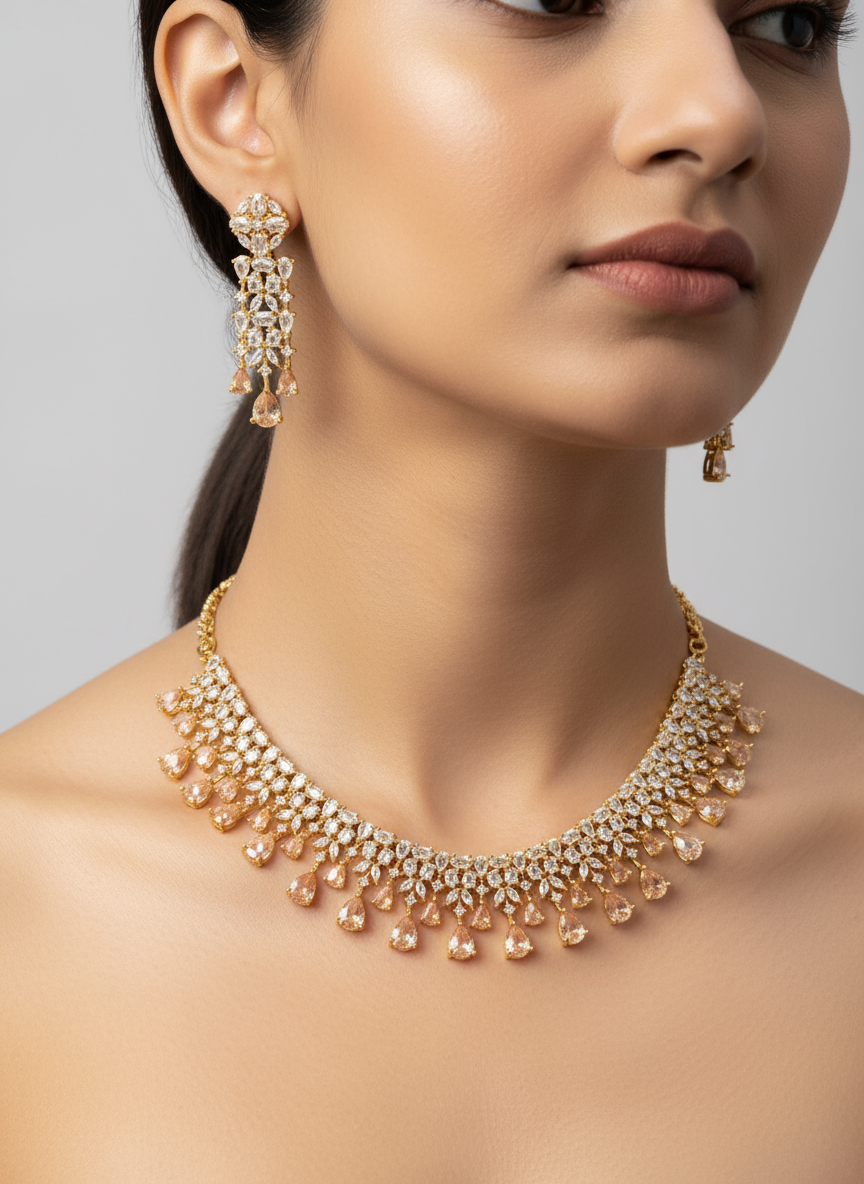 Golden Polish & Champagne Colour Necklace