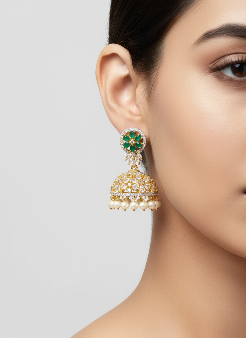 Gold Polish CZ Jhumka