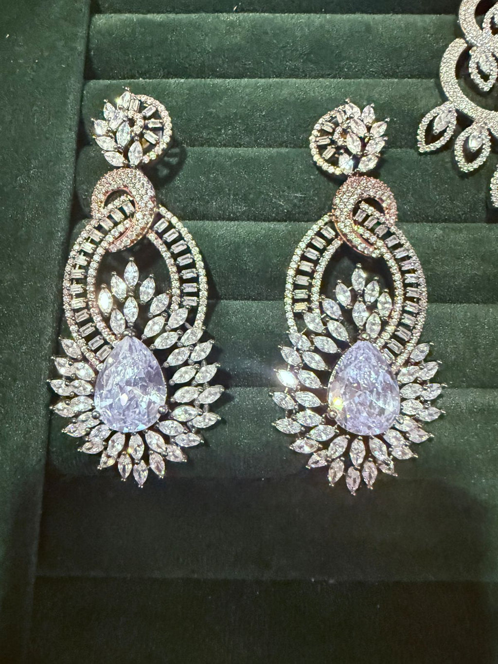 CZ Stone Pear Drop & Marquise Cut Statement Earrings